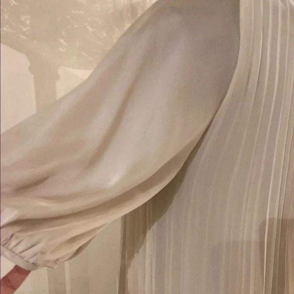 Carolina Herrera Tan Pleated Puff Sleeve Midi Sundress size medium - Picture 4 of 5